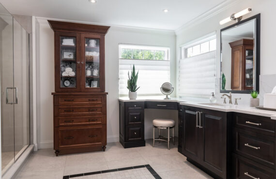 Stained bathroom cabinets