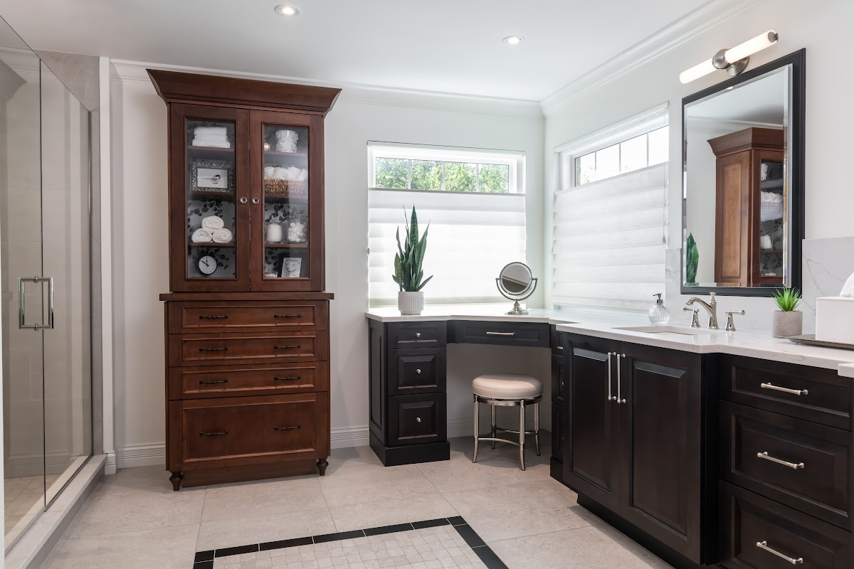 Stained bathroom cabinets