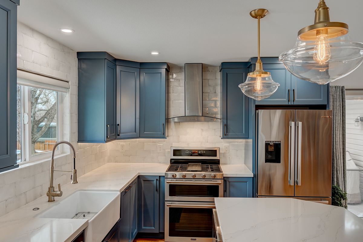 Blue painted kitchen