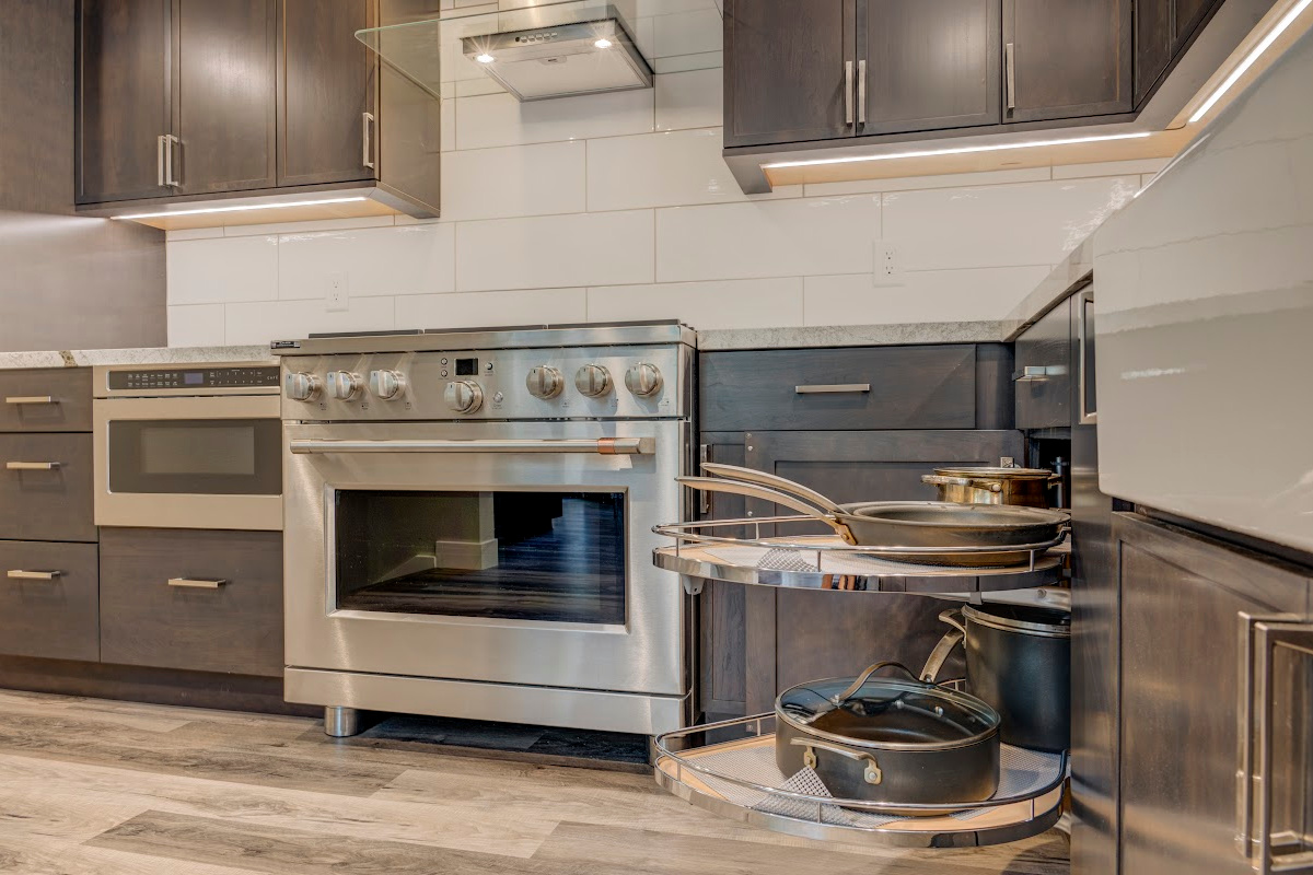 Stained kitchen cabinets