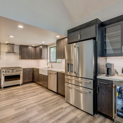 Stained kitchen cabinets