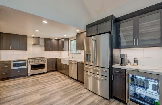 Stained kitchen cabinets