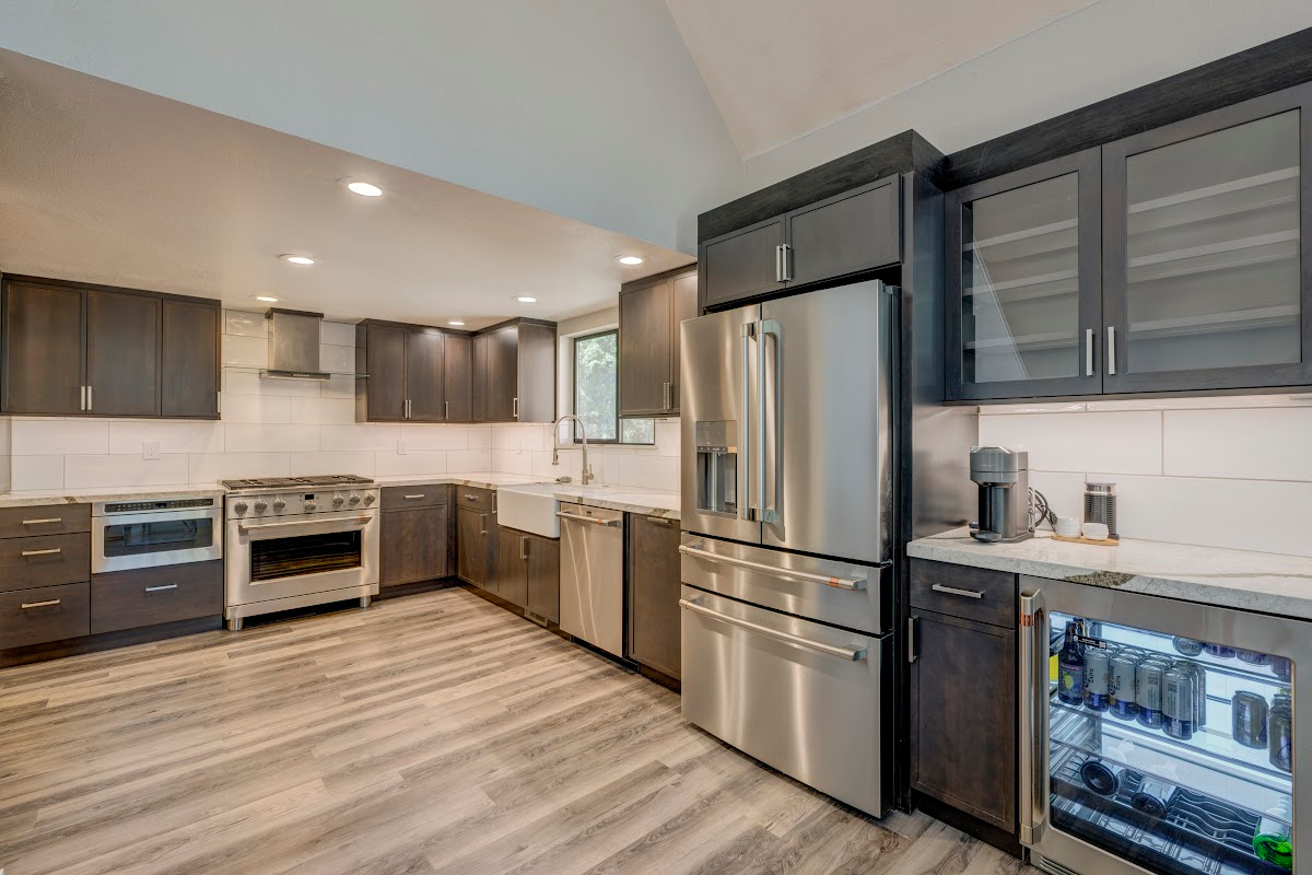 Stained kitchen cabinets