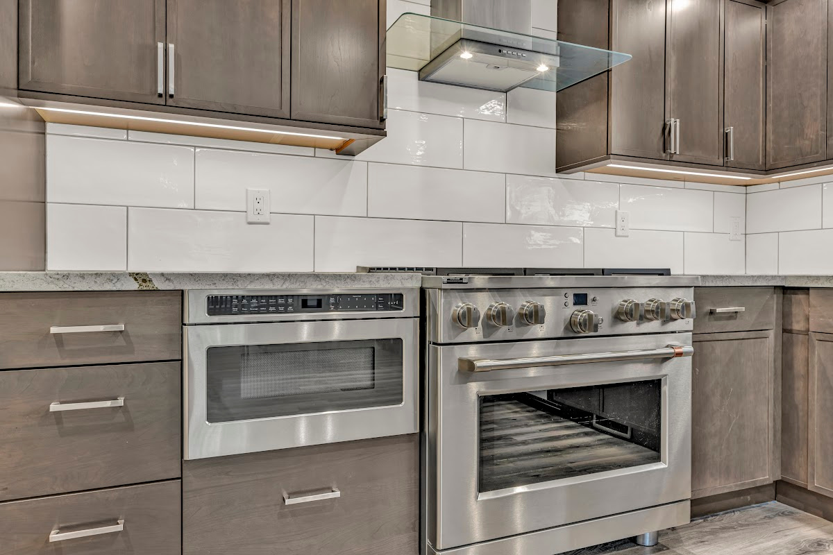 Stained kitchen cabinets