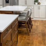 Stained double kitchen islands