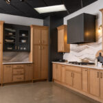 Stained and painted kitchen cabinets showroom display