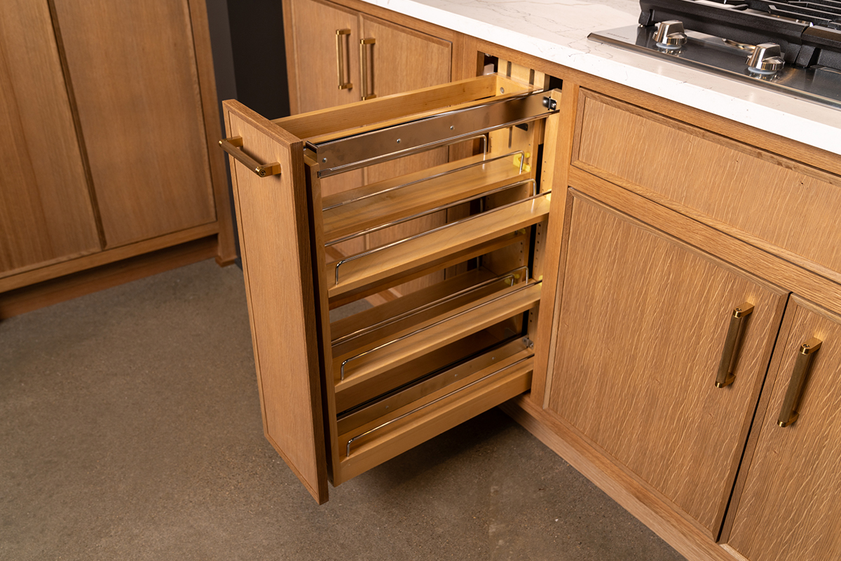 Stained and painted kitchen cabinets showroom display