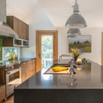 Kitchen with stained cabinets