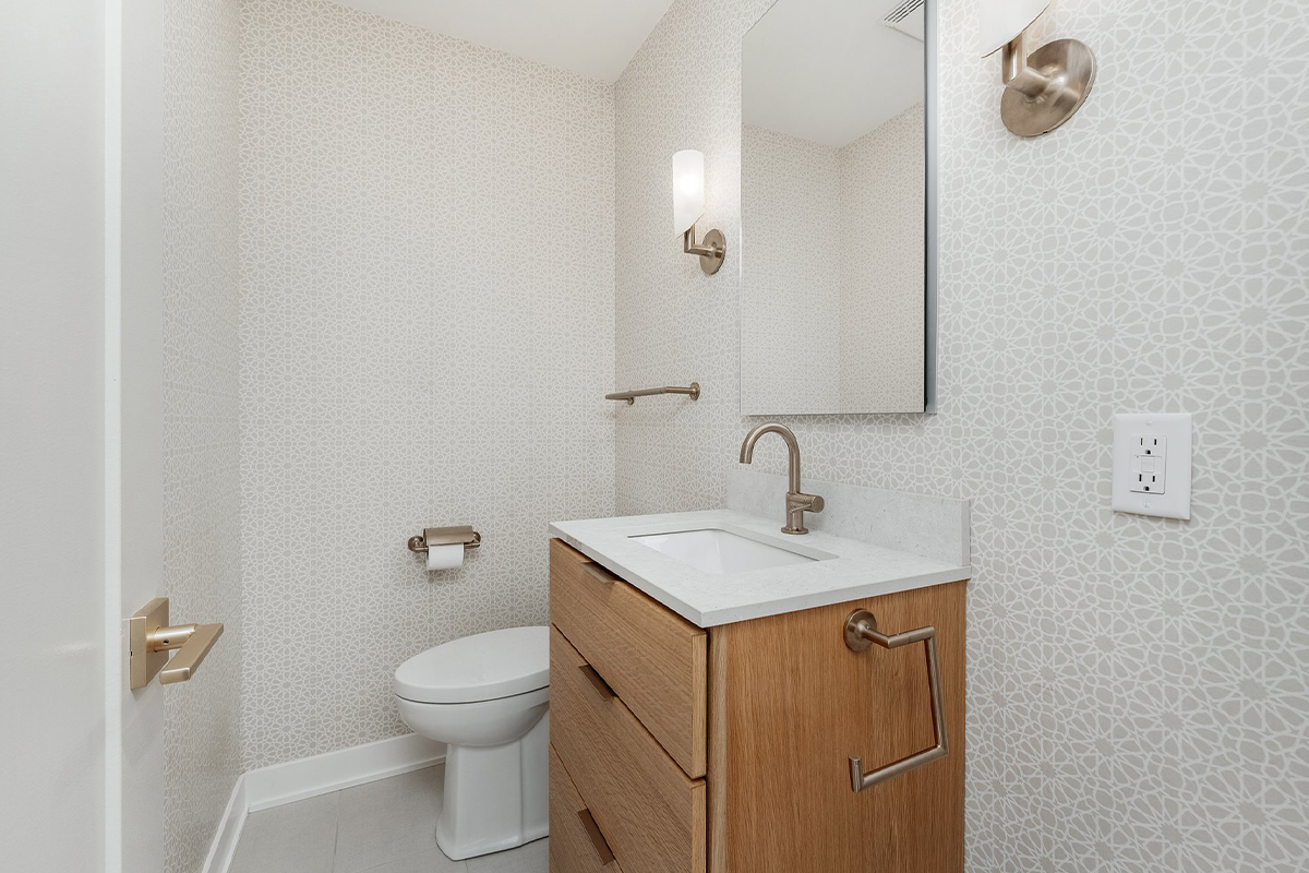 Stained bathroom vanity