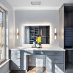 Painted vanity in a walk-in closet