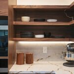 Walnut natural open shelving