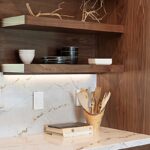 Walnut natural open shelving