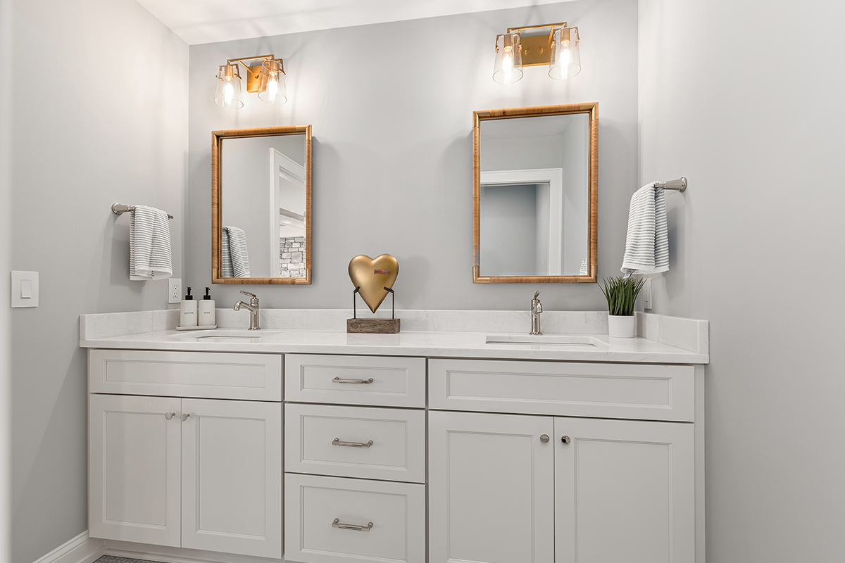 White painted bathroom vanity