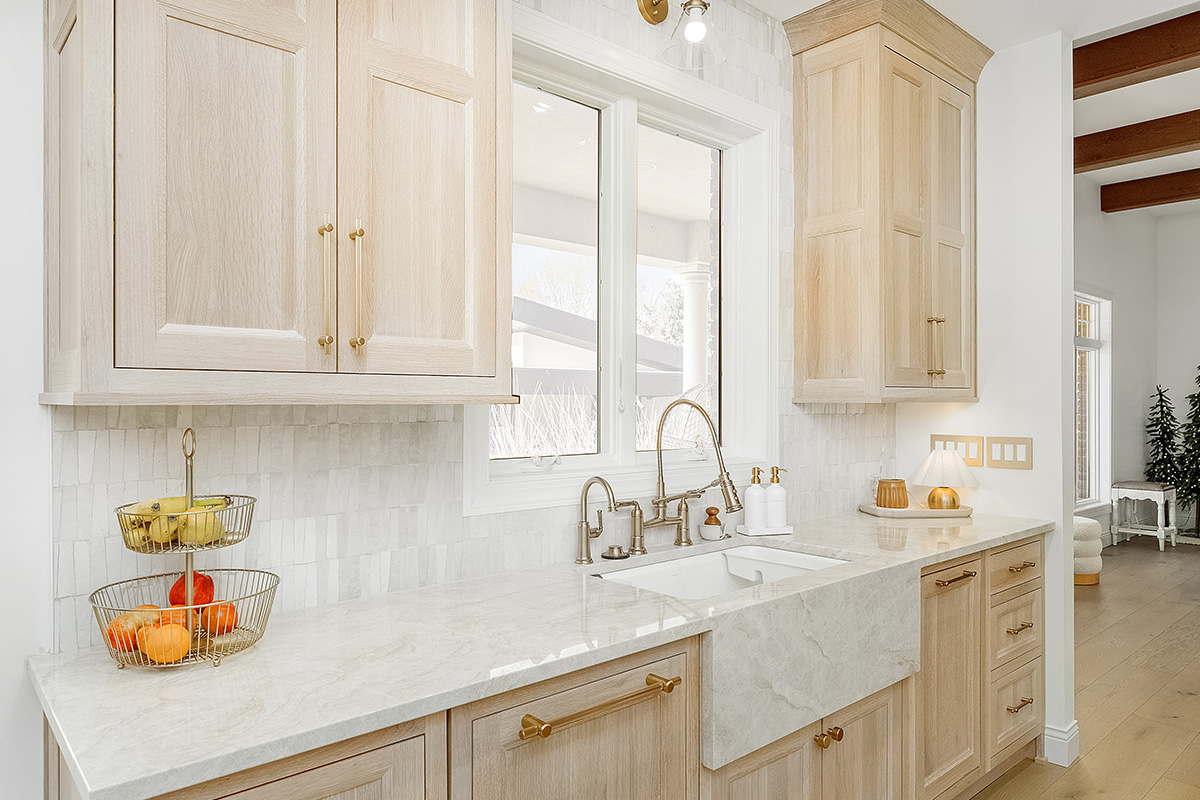 Stained kitchen cabinets