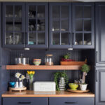 Painted blue pantry cabinets