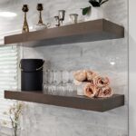 Stained floating shelves