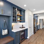 Painted blue kitchen cabinets