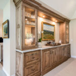 Dining room hutch and service center in stained wood