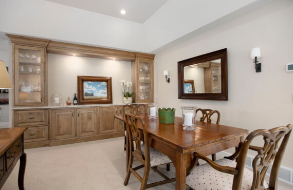 Dining room table and hutch/service center in stained wood
