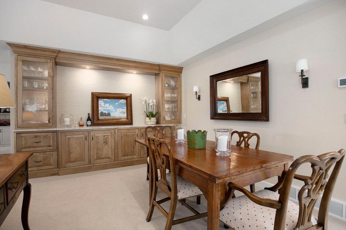 Dining room table and hutch/service center in stained wood