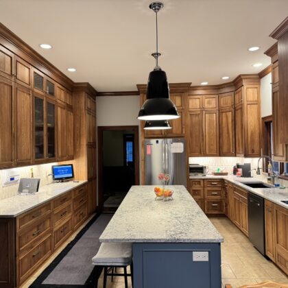 Stained kitchen with painted island