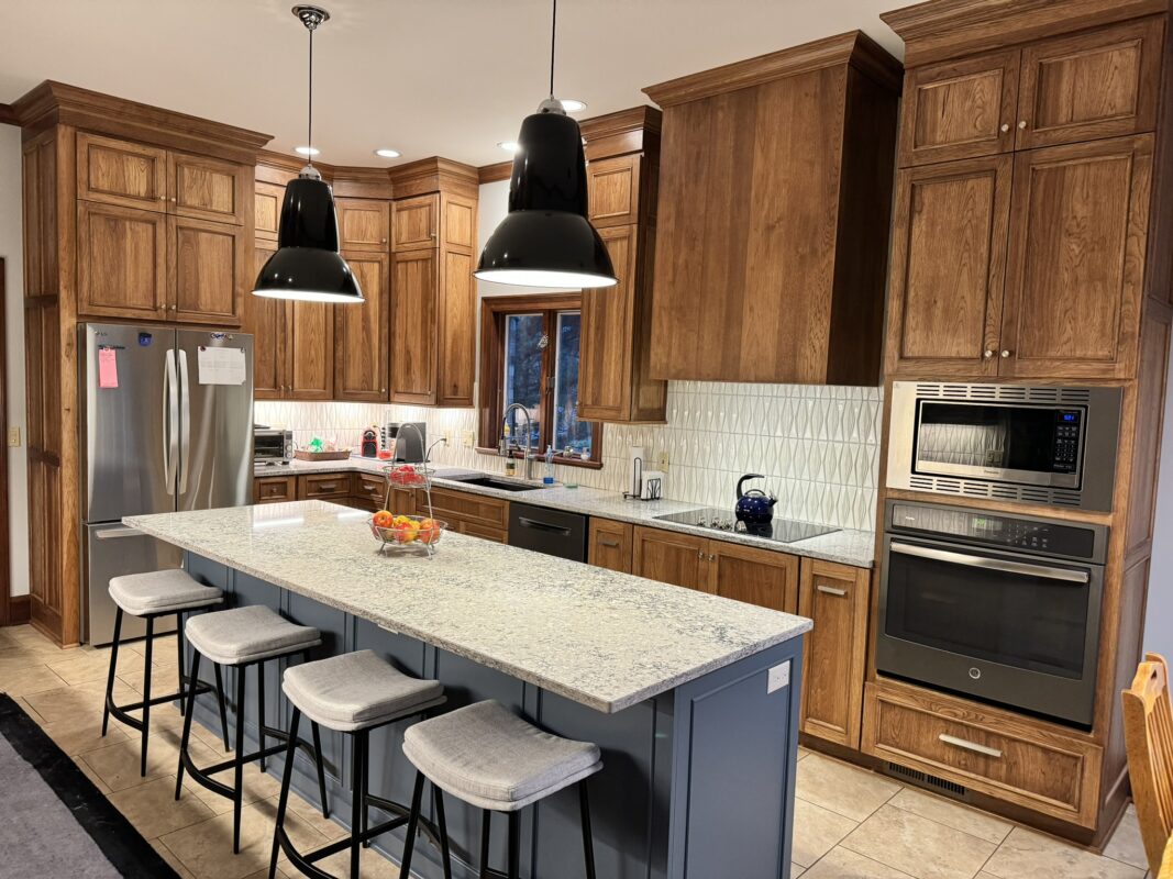 Stained kitchen with painted island