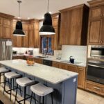 Stained kitchen with painted island