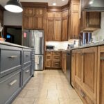 Stained kitchen with painted island