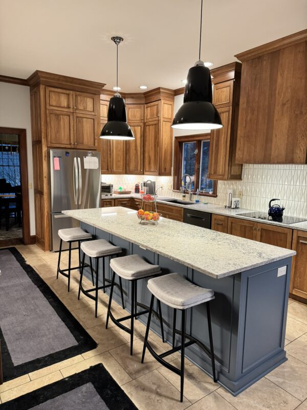 Stained kitchen with painted island