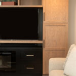 Two toned entertainment center.