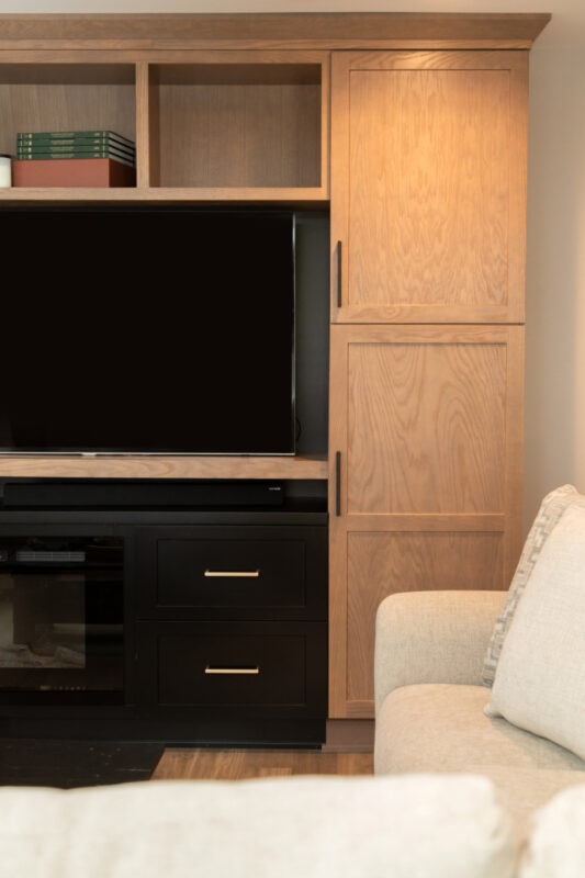 Two toned entertainment center.