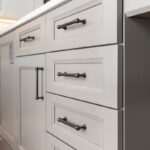 Gray painted island cabinets