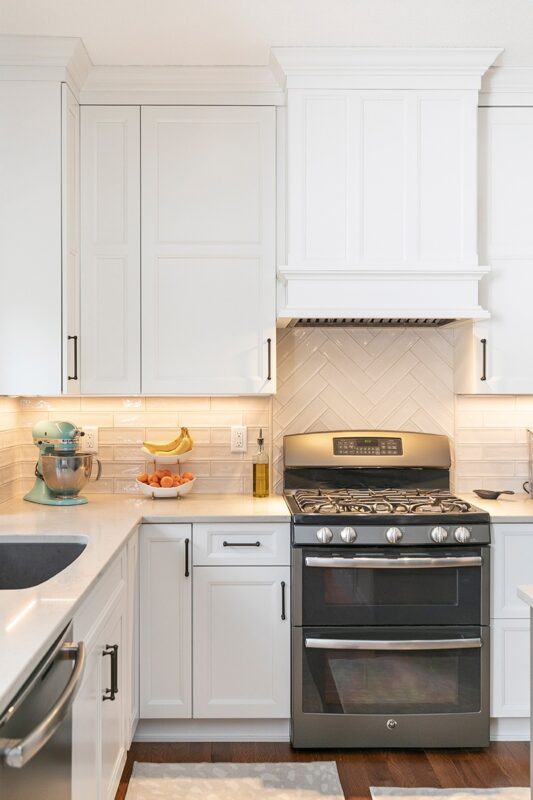White painted kitchen cabinet