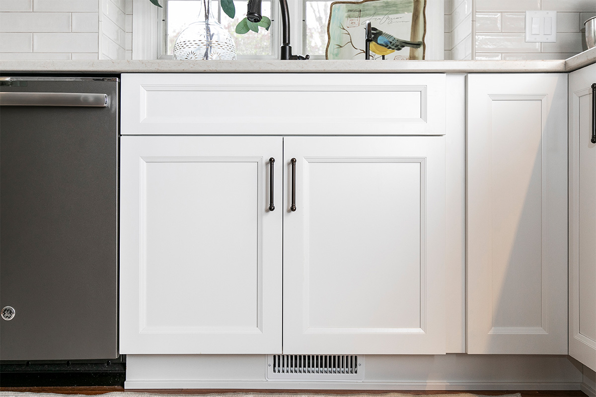 White painted kitchen cabinet