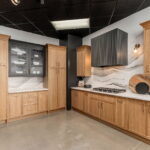 Stained and painted kitchen display