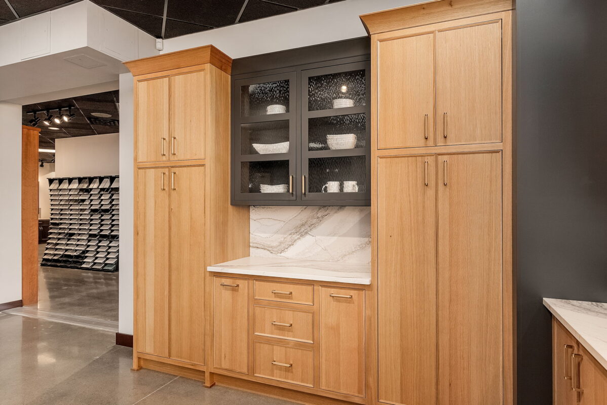 Stained and painted kitchen display