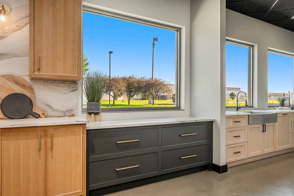 Stained and painted kitchen display