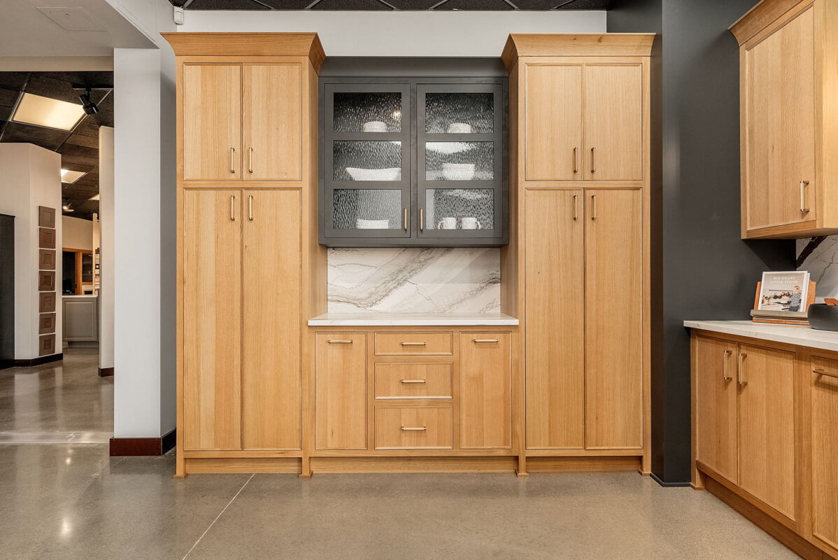 Stained and painted kitchen display