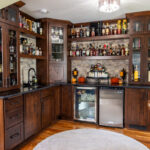 Dark stained whiskey bar