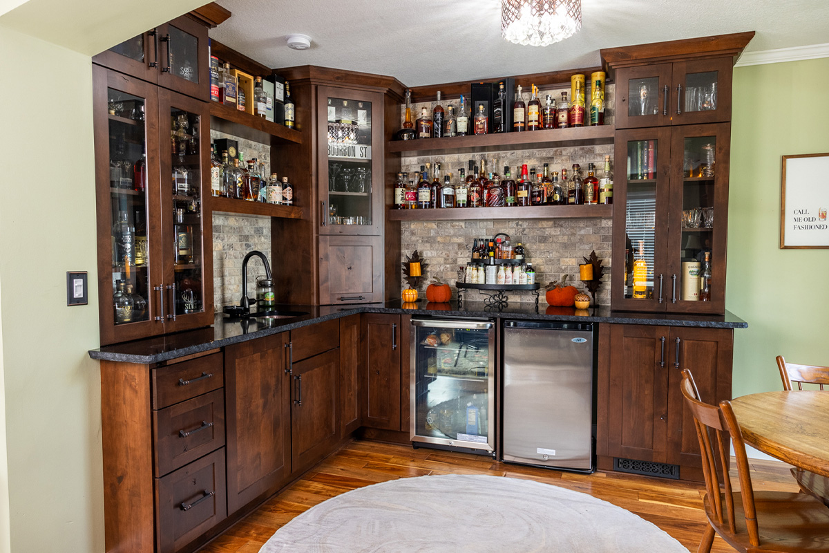 Dark stained whiskey bar