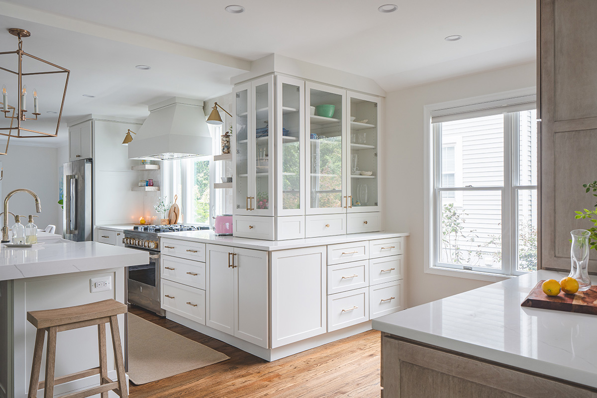White kitchen and island