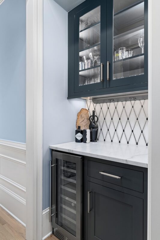 Graphite painted bar cabinets