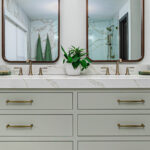 Painted furniture style master bath vanity.