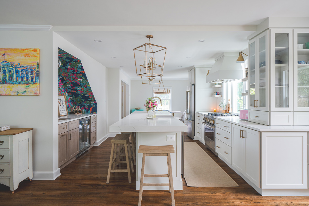 White kitchen and island