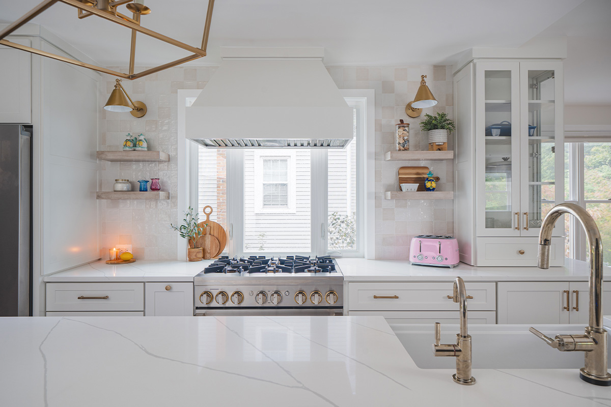 White kitchen and island