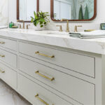 Painted furniture style master bath vanity.