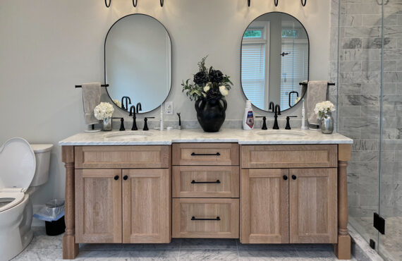 Master Bathroom with natural stained vanity
