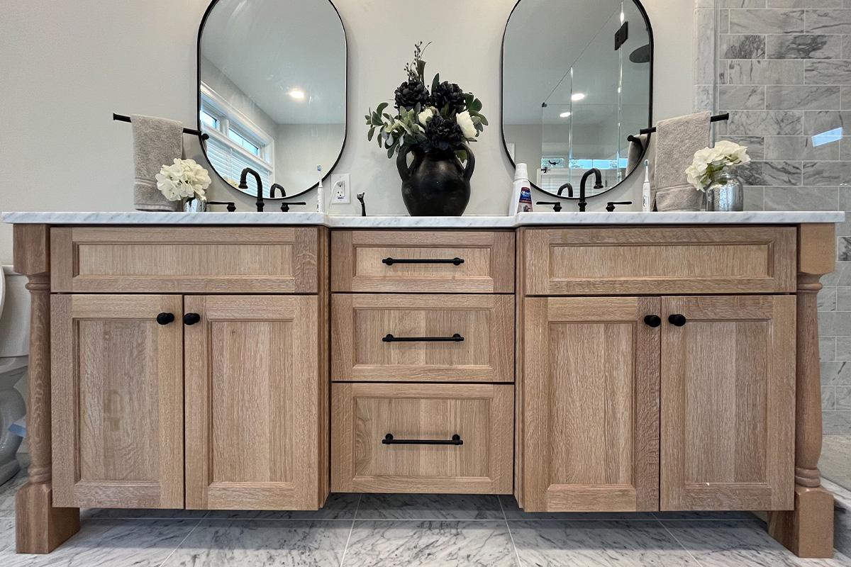 Master Bathroom with natural stained vanity
