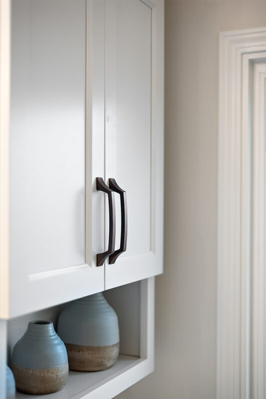 White painted bathroom cabinet