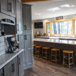 Dark stained kitchen cabinets